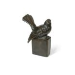 Edmund Gomanski (German 1854-1930) a Bronze study of a Finch,