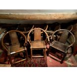 A set of eight Chinese hardwood chairs, provincial, late 19th century,