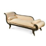 A Regency ebonised and upholstered daybed,