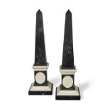 A pair of 19th century black and white marble obelisks,