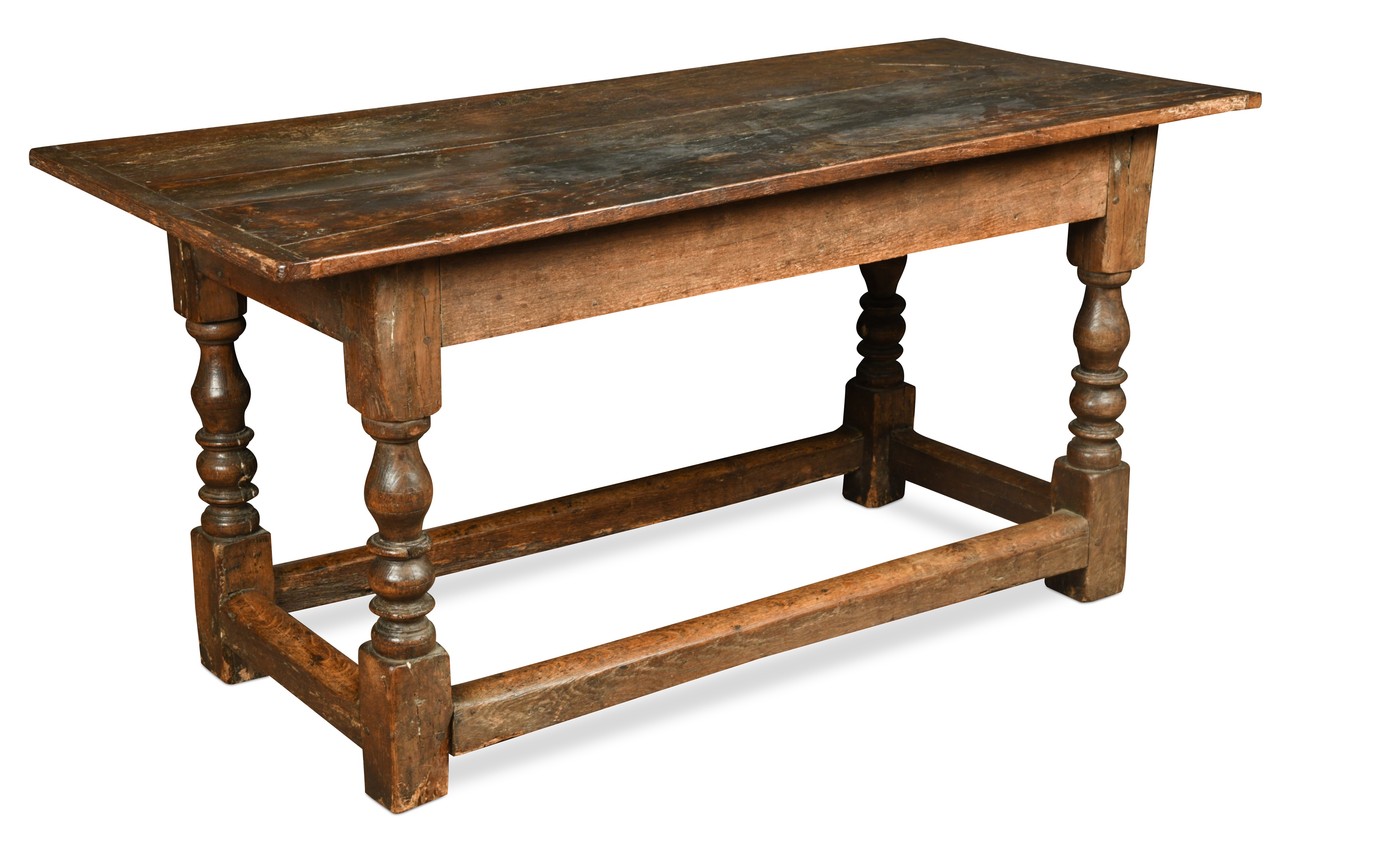 A small oak refectory table, 18th century and later,