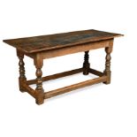 A small oak refectory table, 18th century and later,