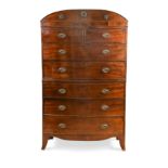 A Regency bow fronted chest on chest,