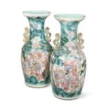 A pair of Chinese Cantonese porcelain large vases circa 1850,