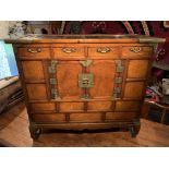 A Korean elm brass mounted cupboard, late 19th century