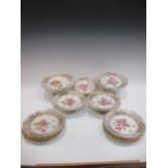 A Dresden floral painted reticulated dessert service