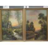 Charles M Kinley, Landscapes, oil on board (a pair), 40 x 27cm