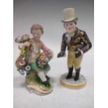 A 19th century Derby figure of a gentleman in 18th century dress holding an umbrella with