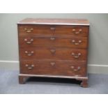 An early 19th century chest of four long drawers, 92 x 101 x 52cm