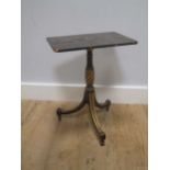 A Regency and later altered tripod table with lacquered rectangular top, 56 x 43 x 28cm