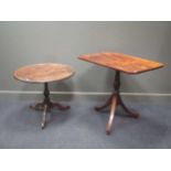 A Victorian mahogany tilt top wine table 78cm high the top 82 x 60cm together with a 19th century