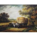 F. Contreras, Pulling the Hay Wagon, signed 'F.Contreras' (lower right), oil on canvas, 58.5 x 108.