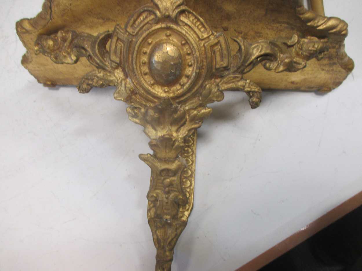 A set of giltwood mirror backed wall shelves, in Louis XVI style, 68cm high - Image 2 of 9