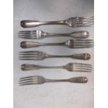 Six various silver forks, c.15oz