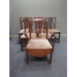 A set of five George III ash and elm country made dining chairs, together with a 19th century