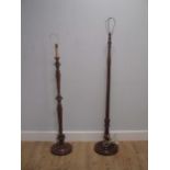 A lacquered standard lamp and another mahogany example (2)