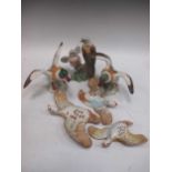 Two Beswick pottery ducks impressed mark '994' and '995', a group of three Beswick wall mounted