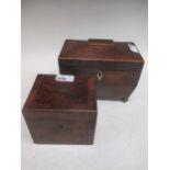 A late Regency tea caddy and similar caddy (2)