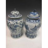 A Chinese blue and white vase, of inverted baluster form, decorated with continuous landscape with a