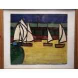 St Ives School c.1960, Sailing Boats, oil on board, 41 x 46cm