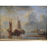 Anglo-Dutch School, late 18th/early 19th Century, River scene with barges and a castle, oil on