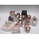 Two Sylvac pottery bulldogs, various other china including Goss etc