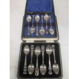 Two sets of 6 silver teaspoons