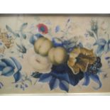 British School (19th century) still life of peaches and flowers watercolour 27.5 x 48cm