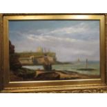 English School 19th c: Tynemouth, oil on canvas, 39 x 59cm