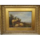 Manner of Eugène Verboeckhoven, Sheep in a landscape, signed indistinctly lower left, oil on