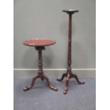 A George III style mahogany tripod table with birdcage action and wrythen column, 70 x 44cm ,