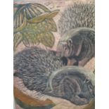 James T. A. Osborne RE (1907-1979) Crested Porcupines signed and numbered 3/30 linocut 65 x 50cm