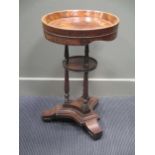 A 19th century continental mahogany occasional table, the circular dish top with single frieze