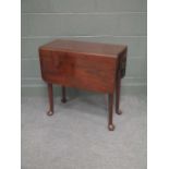 A small George III mahogany drop-leaf table, 67 x 68.5 x 33cm (closed),90 x 68cm (open)