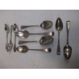 Nine various silver spoons, c.15oz