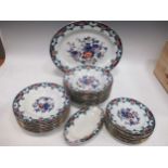A late Victorian blue patterned dinner service