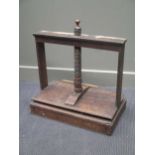 A 19th century oak and elm book/flower press, 67h x 60w x 35d cm