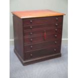 Circa 1860 a graduated six drawer folio chest on a plinth base with key, 85.5 x 83 x 62cm