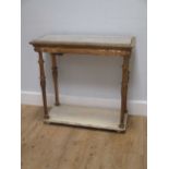 A late 19th century Empire style giltwood console table with marble top, 80 x 82 x 37cm