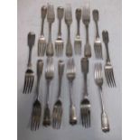 Fifteen various small silver forks, c.21oz
