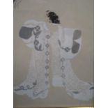 Revolg, c.1940s, Astelle, Costume Study for Don Juan of a lady in a White and Silver Coat, mixed