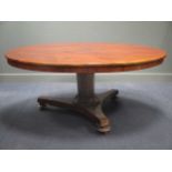 A William IV mahogany circular breakfast table,