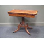 A late Regency mahogany and rosewood crossbanded card table 72cm high and 91 x 46cm