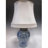 A Chinese blue & white inverted baluster jar, now as a lamp