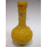 A Chinese yellow Peking Glass dragon bottle vase,(27.5cm high)Condition report: good condition