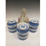 Various pottery and porcelain, some items slightly damaged, including Cornish ware jars