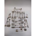 Various silver flatware including 10 forks, makers and dates differ (c.32ozt)