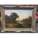 English School (19th century) A pair - a river landscape with a punter, the other with figures