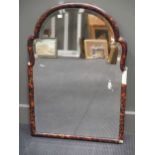 A 19th century Queen Anne style tortoise shell veneered wall mirror, 87.5 x 61cm