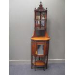 A late Victorian mahogany mirror back corner cupboard, 201 x 58cm